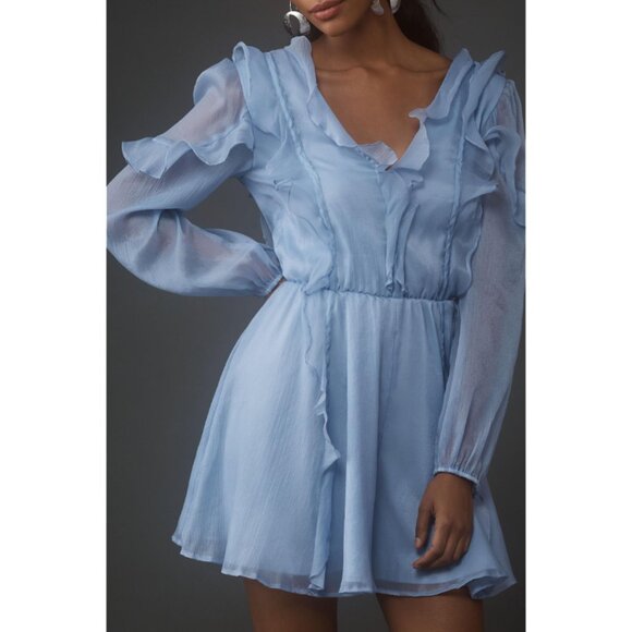 Anthropologie Hutch Long-Sleeve Frilled Romper Size L - Picture 1 of 12